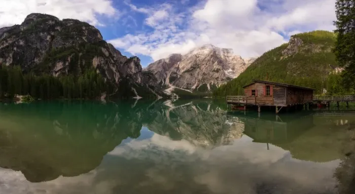 Framed Print : Panorama of Lago di Braies, Italy