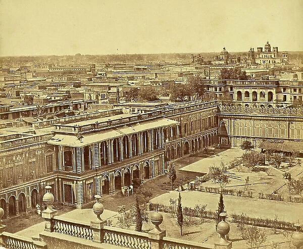 Panorama of Lucknow, Lakhnau, View of the Devastation Caused by the Lucknow Massacre, Event of the Indian Uprising of 1857, India, Historic, digitally restored reproduction from an original of the period