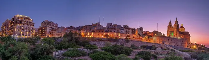 Framed Print : Panorama of Mellieha at sunset Framed Print : Panorama of Mellieha at sunset