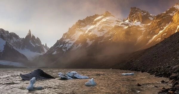 Panorama sunset at the mountain Cerro Torre