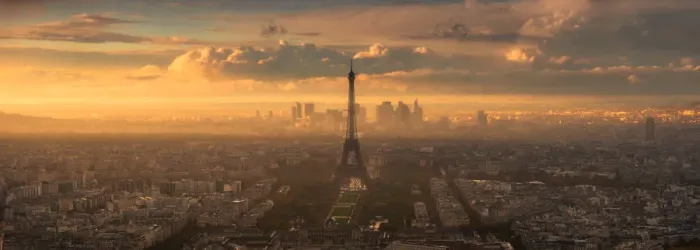 Framed Print : Panorama view of eiffel tower at sunset Framed Print : Panorama view of eiffel tower at sunset
