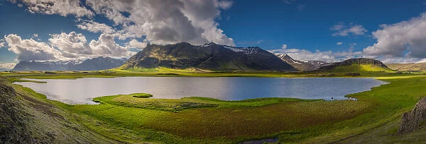 Panorama view of Iceland mountain range