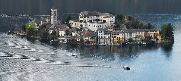 Panorama View Of Island Of San Giulio, Lake Orta, Northern Italy