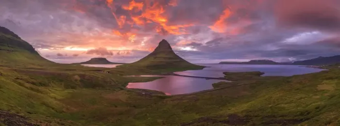 Framed Print : Panorama view of Kirkjufell from high ground Framed Print : Panorama view of Kirkjufell from high ground