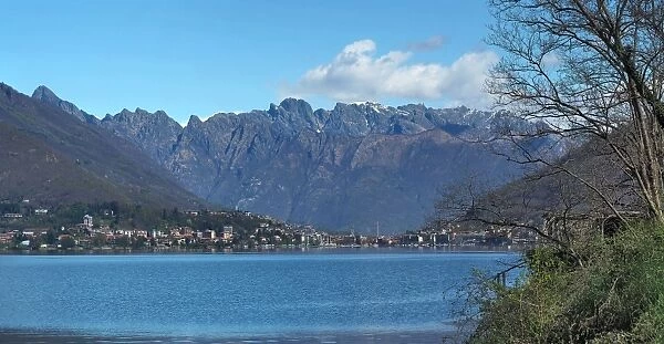 Panorama View Of Omegna, Lake Orta, Northern Italy