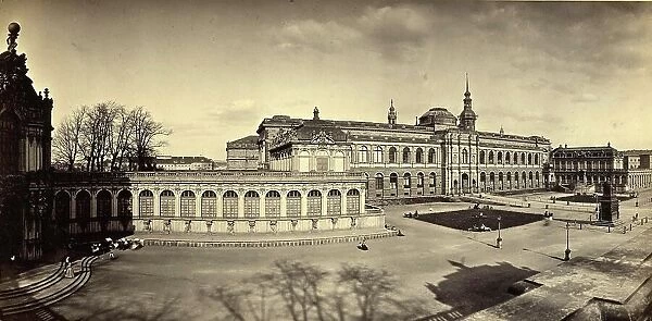Panorama Views of the Zwinger in Dresden circa 1865, Saxony, Germany, Historical, digitally restored reproduction from an 18th or 19th century original