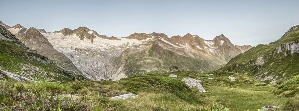 Panorama, Waxeggkees Glacier, Zemmgrund valley, Ginzling, Zillertal valley, Tyrol, Austria