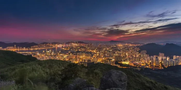 Framed Print : Panoramic night view of Hong Kong city Framed Print : Panoramic night view of Hong Kong city