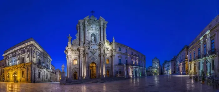 Framed Print : Panoramic of Piazza Duomo at night Framed Print : Panoramic of Piazza Duomo at night
