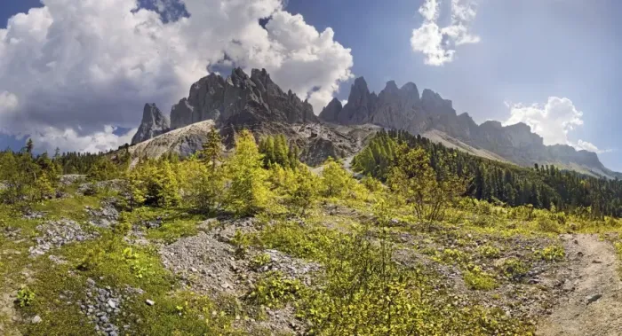 Framed Print : Panoramic view at the Adolf Munkel trail in the Geisler Group, Odle Mountains, Villnoess or Funes Valley, Dolomites, South Tyrol, Italy, Europe
