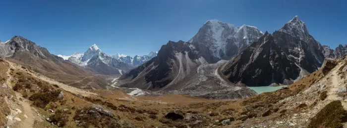 Framed Print : Panoramic view of Ama Dablam mountain Dzongla village Framed Print : Panoramic view of Ama Dablam mountain Dzongla village