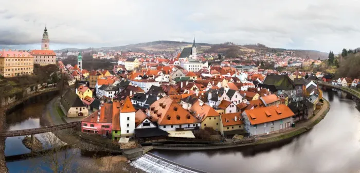 Framed Print : Panoramic view of Cesky Krumlov, Czech Republic Framed Print : Panoramic view of Cesky Krumlov, Czech Republic