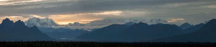 Framed Print : Panoramic view in the evening, mountain range with Mt McKinley or Denali, Alaska Range, Alaska, United States Framed Print : Panoramic view in the evening, mountain range with Mt McKinley or Denali, Alaska Range, Alaska, United States