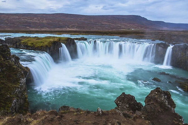 Panoramic view of the famous Godafoss waterfall, Iceland