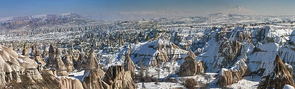 Panoramic view of Goreme in winter