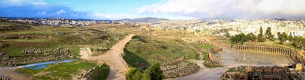 Panoramic view of Jerash Oval Forum and wider site
