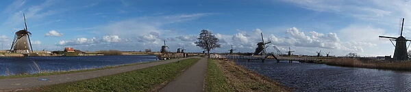 Panoramic view on Kinderdijk, the Netherlands