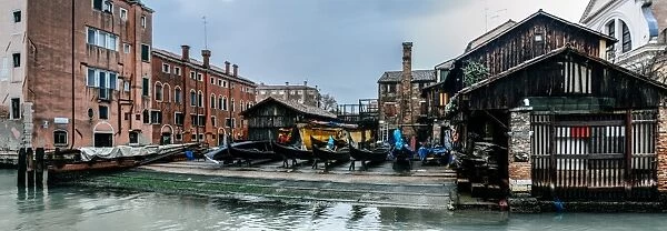 Panoramic view of Squero di San Trovaso boatyard in Venice
