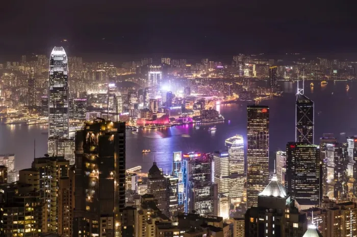 Framed Print : Panoramic view from Victoria Peak across the high-rise buildings at night, Central District, Hong Kong, China Framed Print : Panoramic view from Victoria Peak across the high-rise buildings at night, Central District, Hong Kong, China