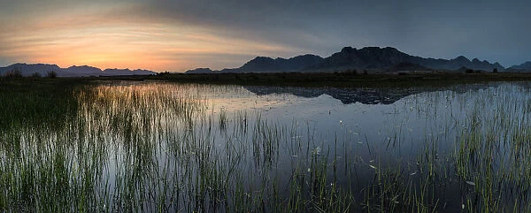 Panoramic view of a wetland near the town of Worcester in the western cape
