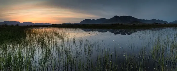 Framed Print : Panoramic view of a wetland near the town of Worcester in the western cape Framed Print : Panoramic view of a wetland near the town of Worcester in the western cape