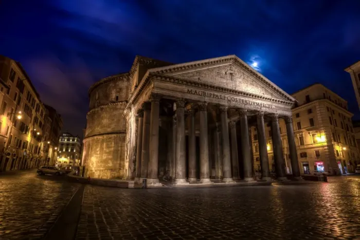 Framed Print : Pantheon. The Pantheon in Rome under the moonlight at blue hour Framed Print : Pantheon. The Pantheon in Rome under the moonlight at blue hour