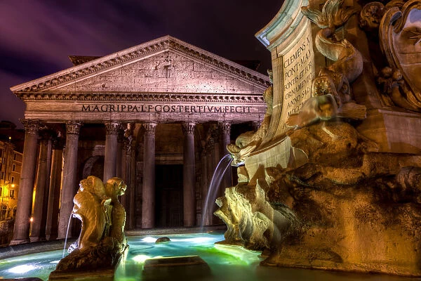 Pantheon in rome at night