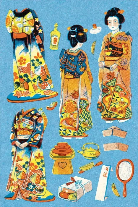 Framed Print : Paper Doll Geisha Framed Print : Paper Doll Geisha
