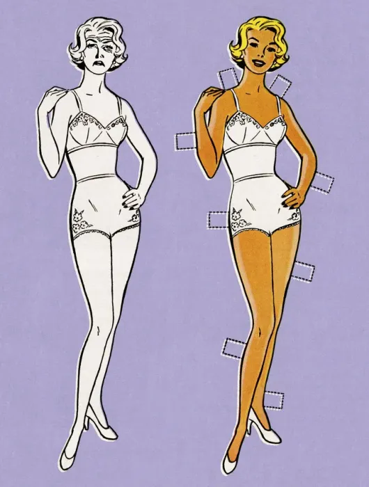 Framed Print : Paper Doll in Undergarments