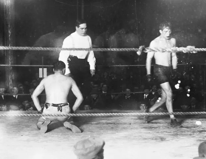 Framed Print : Papke On Mat, Ketchell Stands, Referee Counts Framed Print : Papke On Mat, Ketchell Stands, Referee Counts