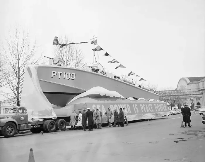 Framed Print : Parade Float of President Kennedy's PT Boat Framed Print : Parade Float of President Kennedy's PT Boat