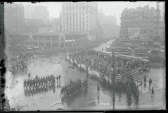 Framed Print : Parade Moving Through Columbus Circle Framed Print : Parade Moving Through Columbus Circle