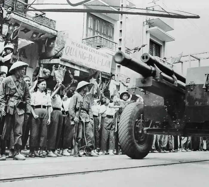 Framed Print : Parade of People and Tank on Street Framed Print : Parade of People and Tank on Street