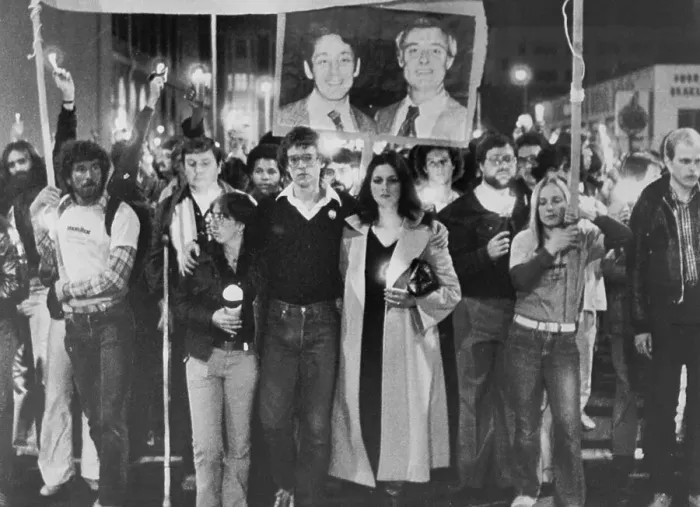 Framed Print : Parade in Recognition of Death of Harvey Milk and George Moscone Framed Print : Parade in Recognition of Death of Harvey Milk and George Moscone
