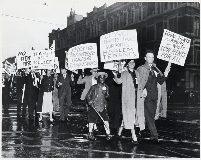 Framed Print : Parade of Rent Protesters