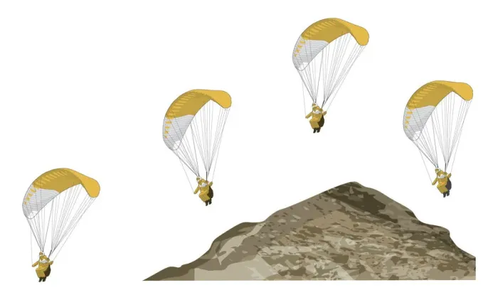 Framed Print : Paraglider riding upwards and heading towards ridge, ridge lift Framed Print : Paraglider riding upwards and heading towards ridge, ridge lift