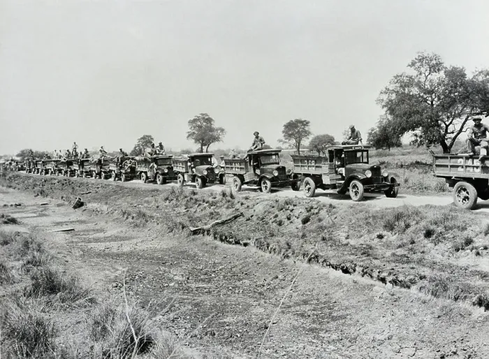 Framed Print : Paraguayan Trucks Bring Up Supplies in Chaco War Framed Print : Paraguayan Trucks Bring Up Supplies in Chaco War