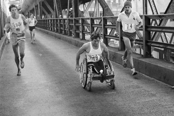 Framed Print : Paraplegic Races in Wheelchair in Marathon Framed Print : Paraplegic Races in Wheelchair in Marathon