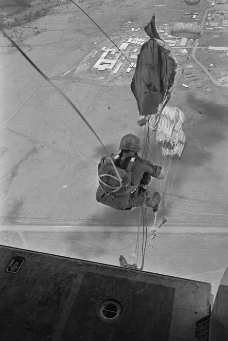 Framed Print : Paratrooper Jumping from Plane Framed Print : Paratrooper Jumping from Plane