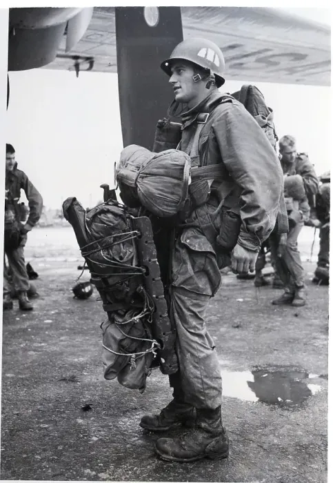 Framed Print : Paratrooper Preparing to Board Plane Framed Print : Paratrooper Preparing to Board Plane