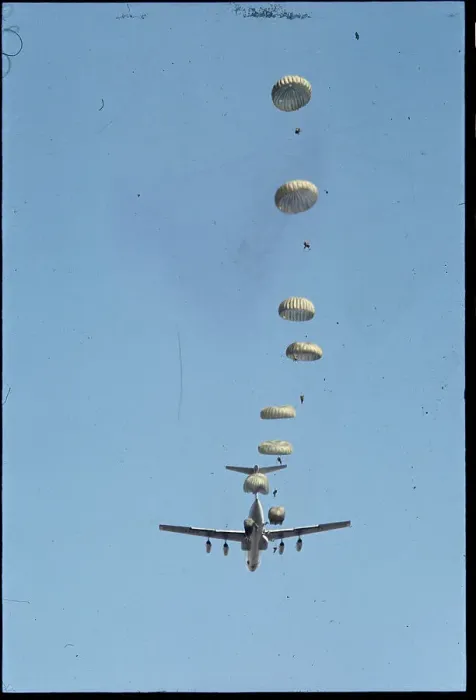 Framed Print : Paratroopers Jumping from Airplane Framed Print : Paratroopers Jumping from Airplane