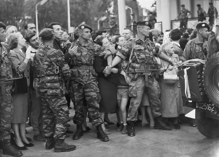 Framed Print : Paratroops Hold Crowd Back Framed Print : Paratroops Hold Crowd Back
