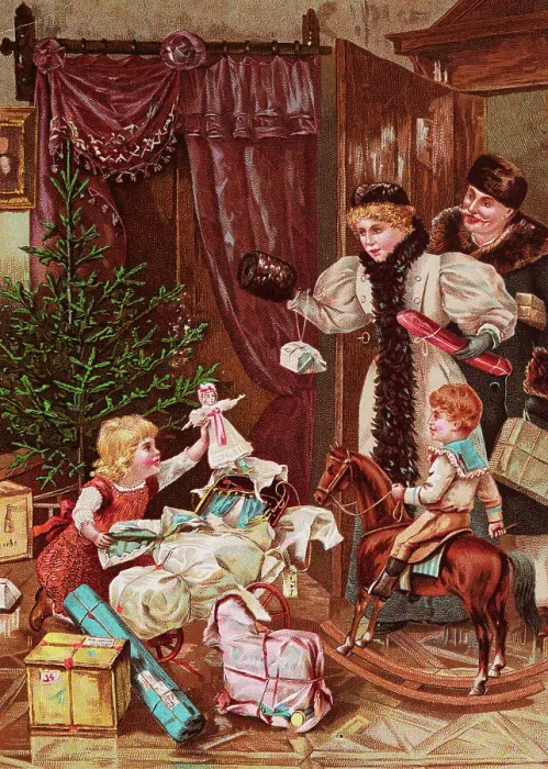 Framed Print : Parents and Children at Christmas
