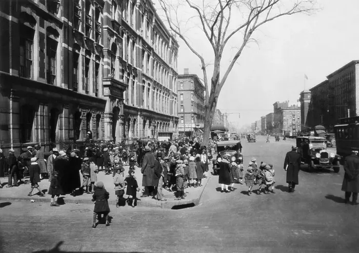 Framed Print : Parents and Children Outside Public School #89 in Harlem Framed Print : Parents and Children Outside Public School #89 in Harlem