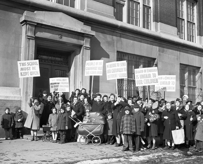 Framed Print : Parents and Students Protest at School Framed Print : Parents and Students Protest at School