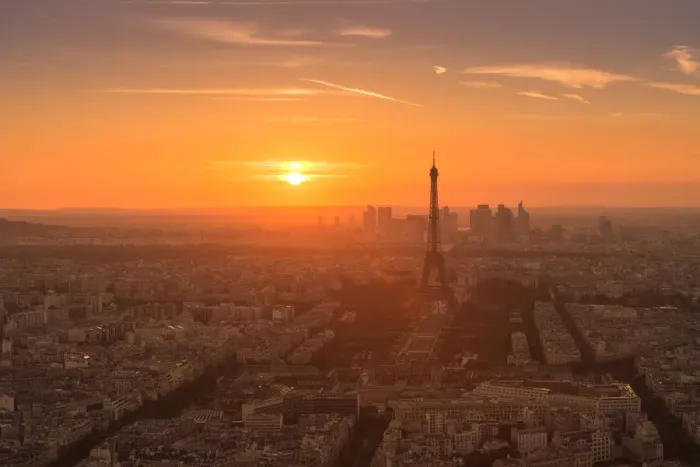 Framed Print : Paris cityscape at sunset