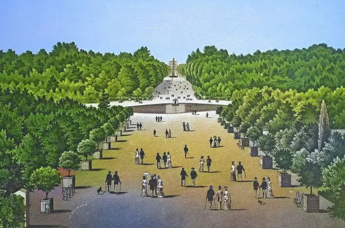Framed Print : Paris, Grandes Allees des Tulleries et des Champs-Elysees, Historical copperplate, ca 1890, France Framed Print : Paris, Grandes Allees des Tulleries et des Champs-Elysees, Historical copperplate, ca 1890, France
