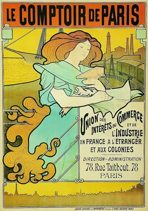 Framed Print : Paris, poster of the commercial and industrial union, 1897 Framed Print : Paris, poster of the commercial and industrial union, 1897