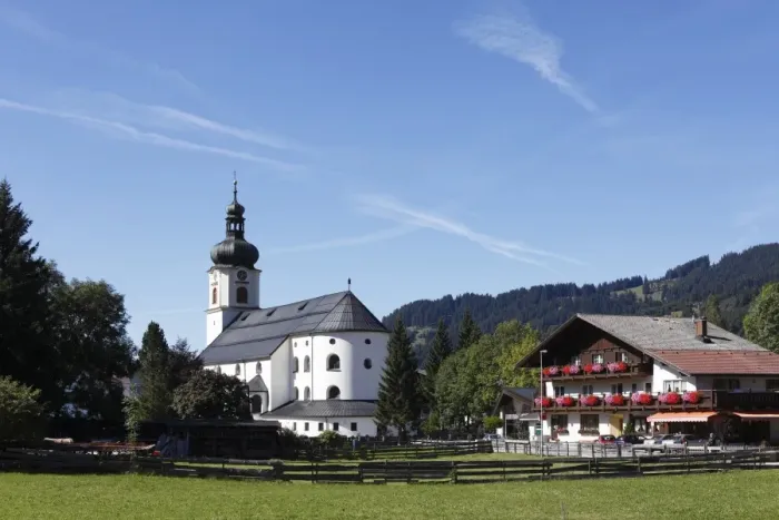 Framed Print : Parish church of St. Nicholas, Tannheim, Tannheimer Tal high valley, Tyrol, Austria, Europe Framed Print : Parish church of St. Nicholas, Tannheim, Tannheimer Tal high valley, Tyrol, Austria, Europe