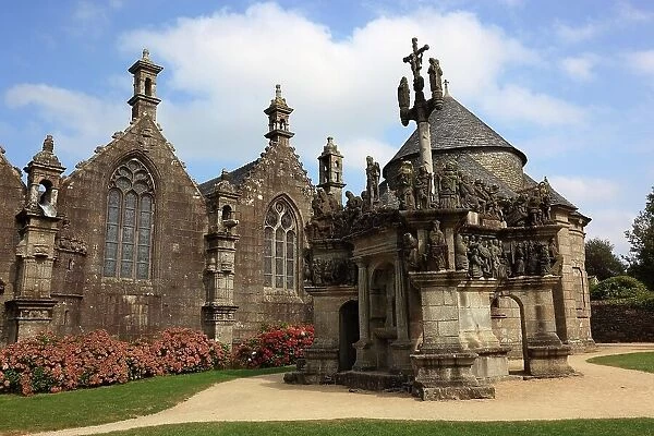 Parish of Guimiliau, Church and Calvary, Calvaire of Guimiliau was built between 1581 and 1588 and, with its 200 figures, is considered the second largest in Brittany, Brittany, FranceParish of Guimiliau, Church and Calvary, Brittany, France